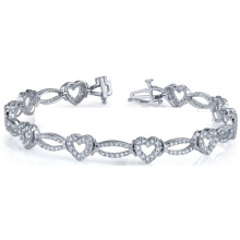 Hot Selling Heart Shape 925 Silver Bracelets with Cubic Zirconia